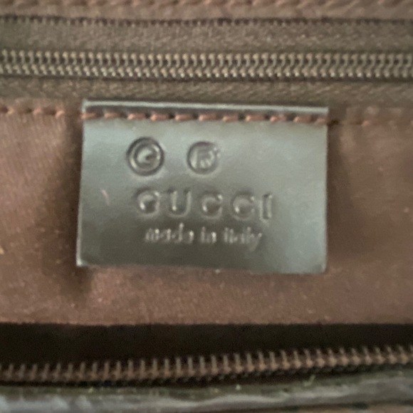 ❗️SOLD❗️GUCCI Monogram Shoulder Bag Brown Black Canvas Medium Hobo Vintage Bag - Picture 5 of 13